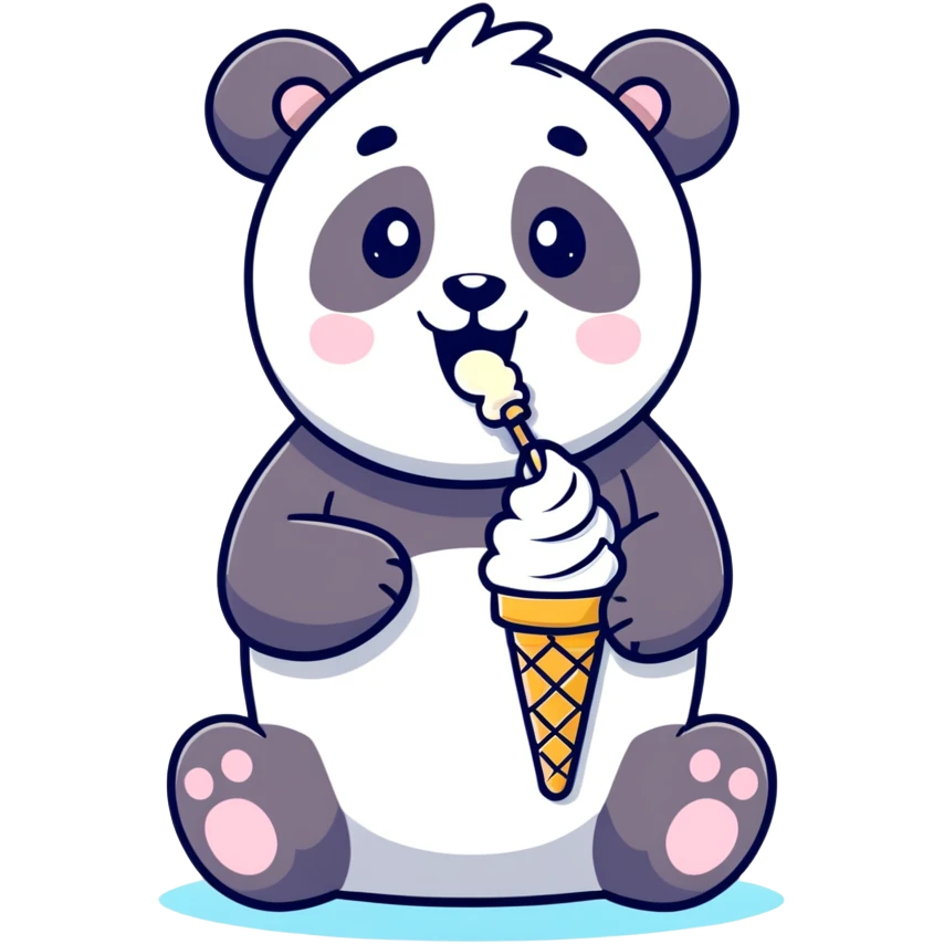 Panda eating ice cream emoji