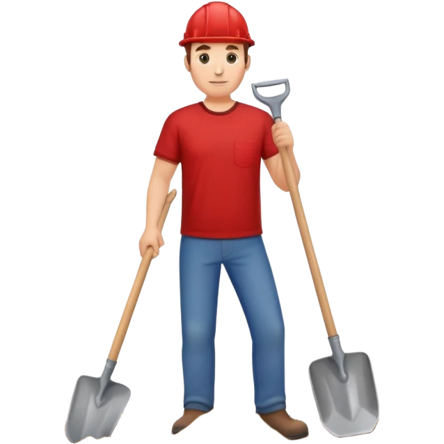 man digging with a shovel, wearing a red shirt emoji