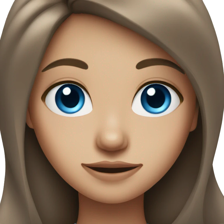 girl with long brown hair with blue eyes emoji