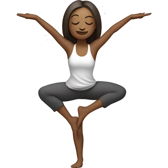 Yoga pose standing on one leg with the other in the air with arms in a binding in front of the chest emoji