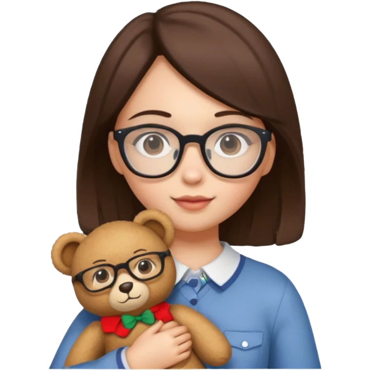 girl wearing glasses and teddy  emoji