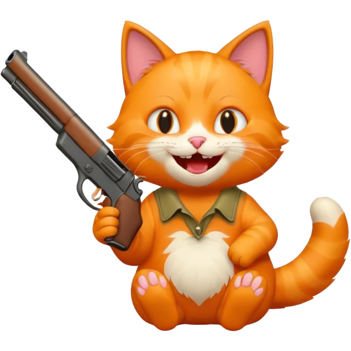 A cat with a gun laughing emoji