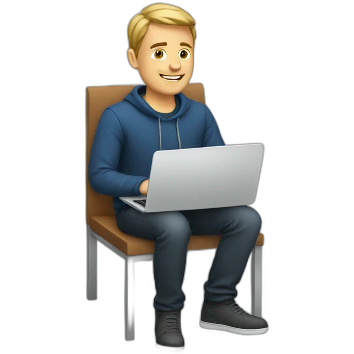european guy using laptop emoji