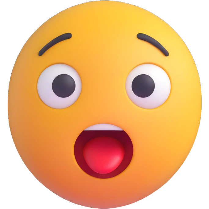 Shocked emoji in 3D style with a surprised expression, variant 4, no background, transparent background. emoji