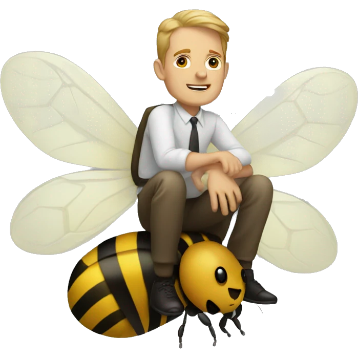 a white man sitting on a bee emoji