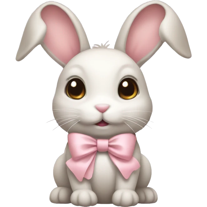 bunny with pale pink bow emoji