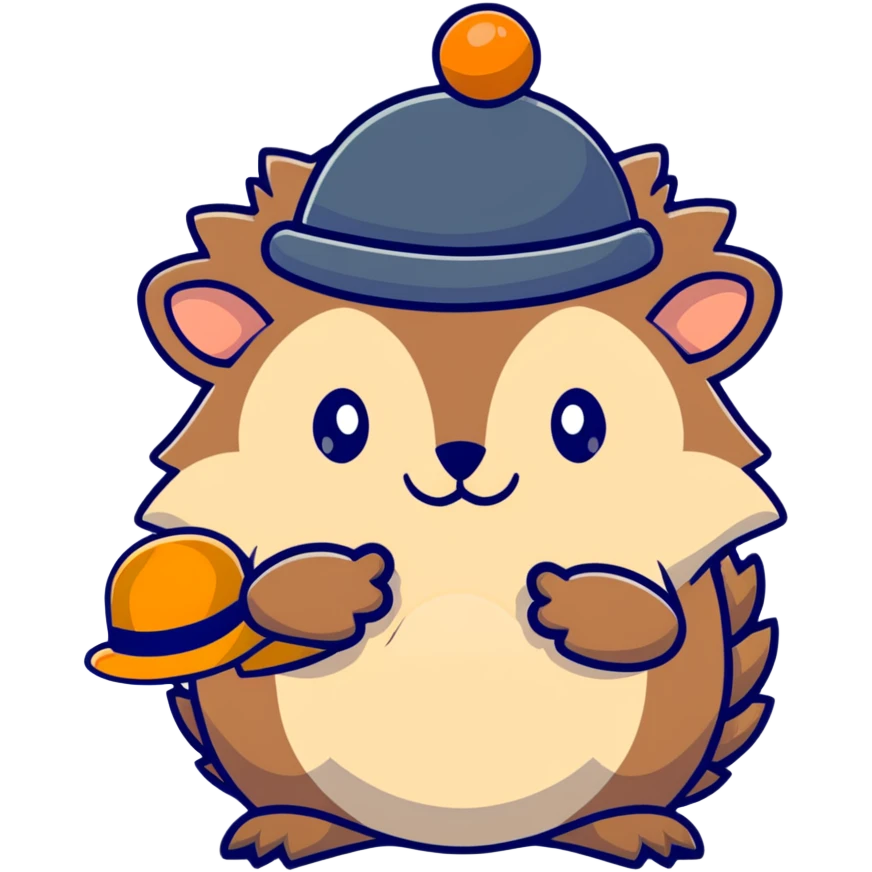 A hedgehog holding a hat in its hand emoji