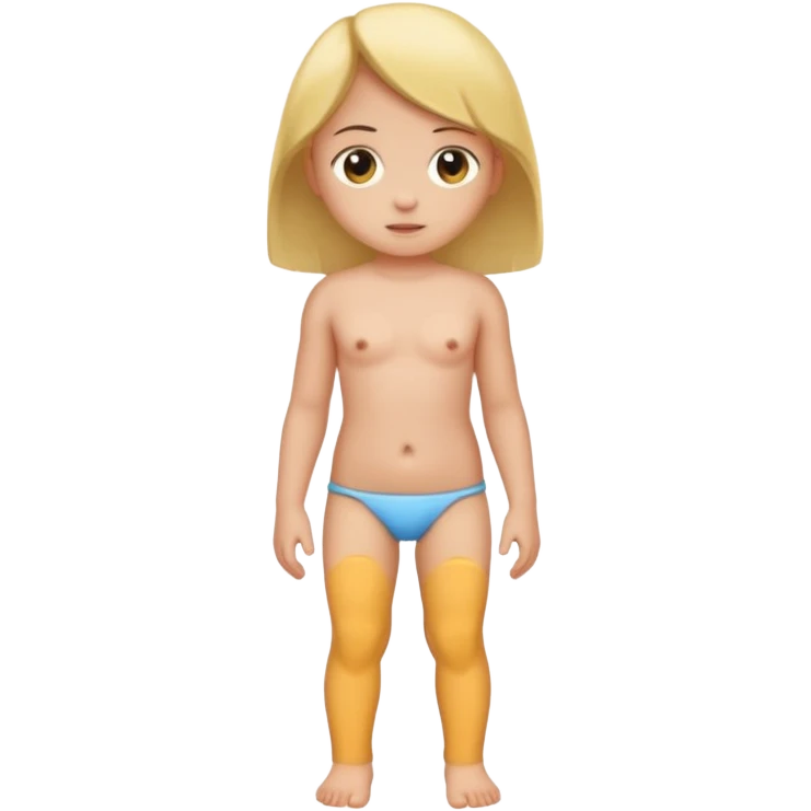 A small girl with flat chest standing unclothed emoji