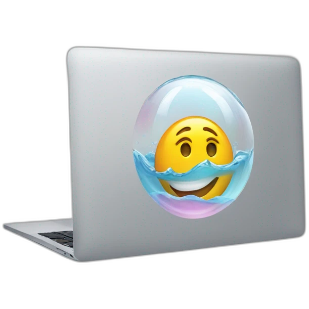 3d macbook inside a bubble sticker emoji