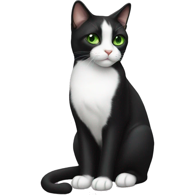 tuxedo cat with green eyes emoji