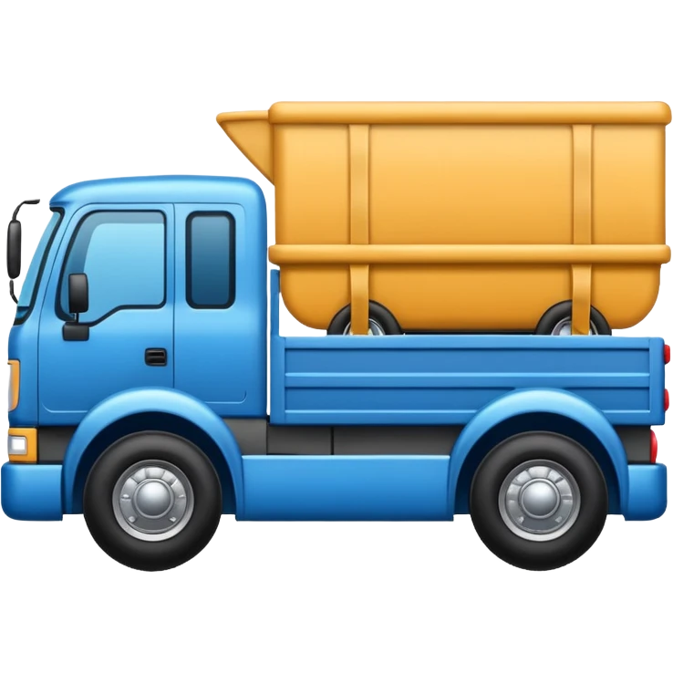"iOS style truck emoji, big wheels with a cargo bed, smooth texture, no background" emoji