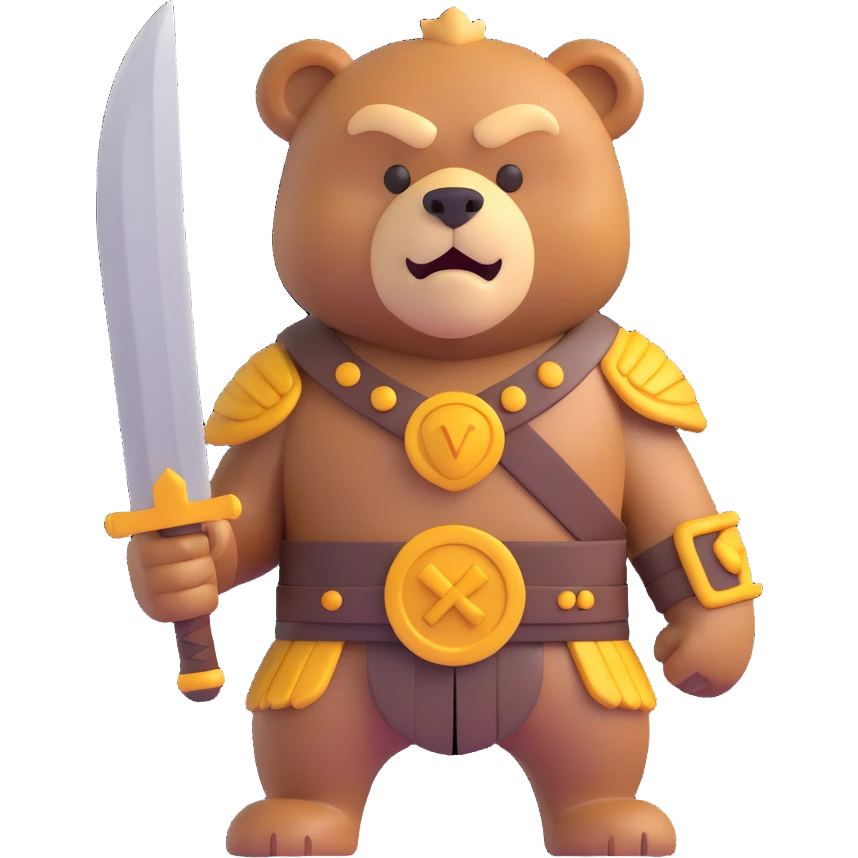 oso guerrero, warrior bear, 3D emoji style, fierce and strong emoji