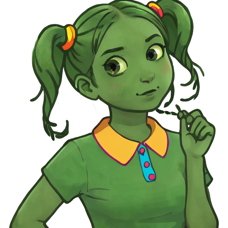 Black girl grabbing her neck with pigtails emoji