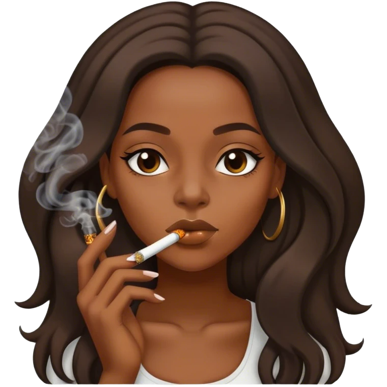 black girl with long hair smoking blunt emoji