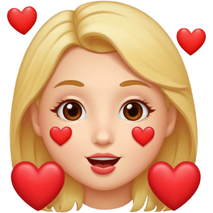 kiss face with lots of hearts emoji
