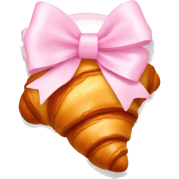 Croissant with pastel pink bow emoji