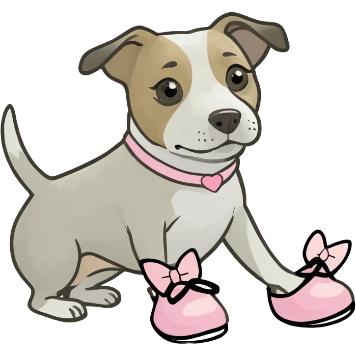 Dog wearing ballerina shoes emoji