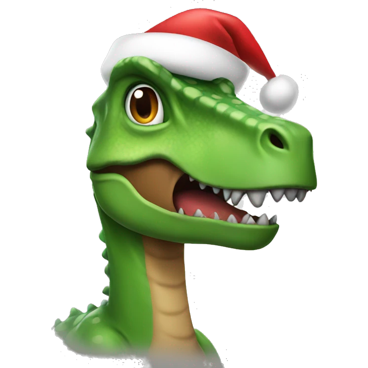 Dinosaur wearing Santa hat emoji