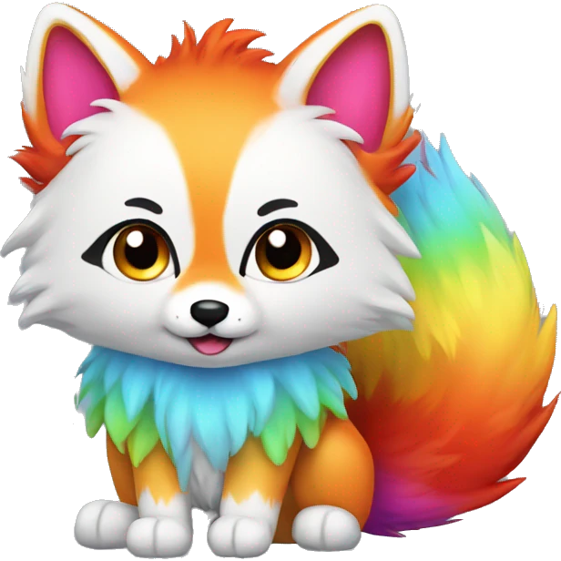 colorful rainbow fox fluffy emoji