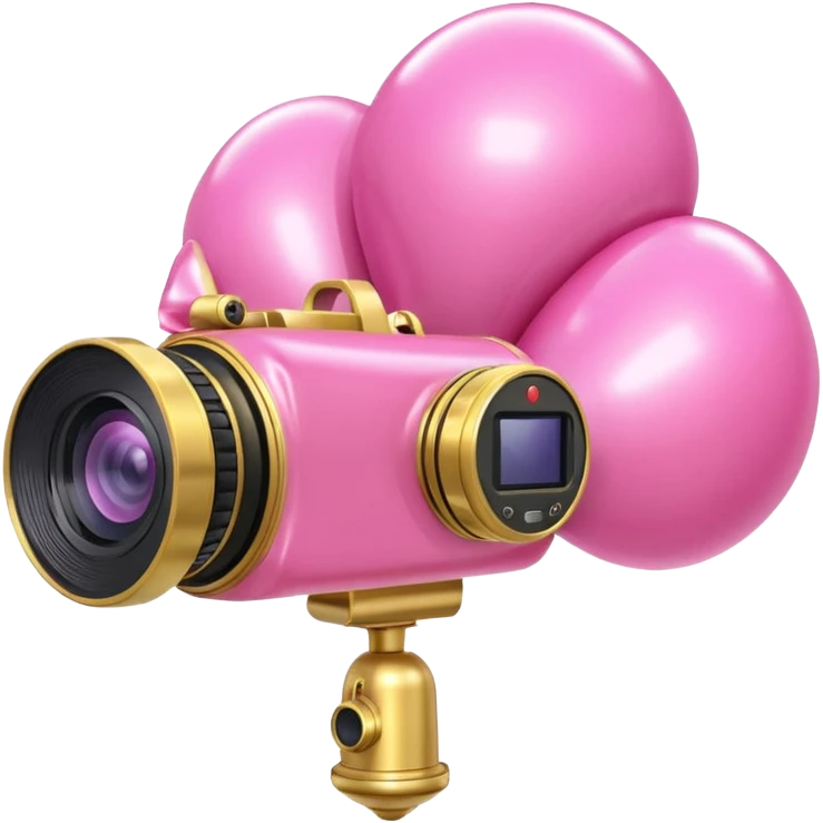 gold rococo pink inflatable puffy balloon camcorder emoji