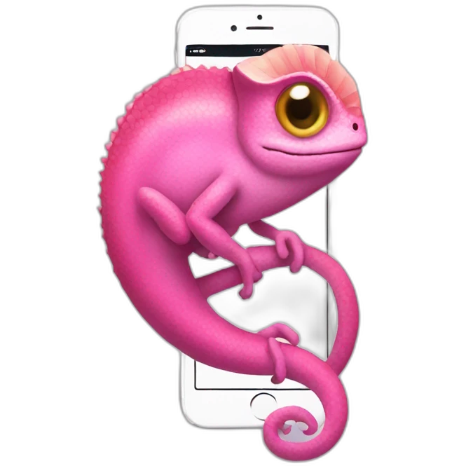 pink Chameleon with an iPhone emoji