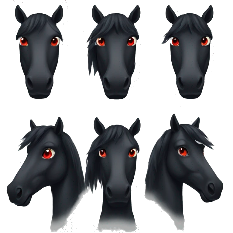 Serious Black horse with red eyes emoji