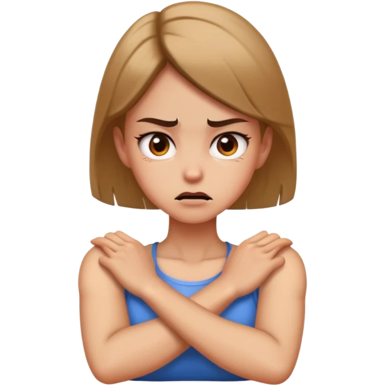 Girl arm crossed on neck very mad emoji