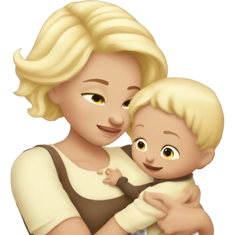 baby boy hug mommy blonde emoji
