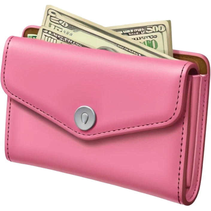 pink wallet with money emoji