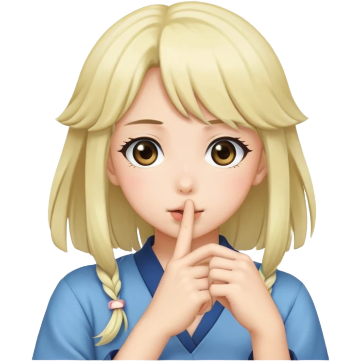 Anime girl holds her finger to her mouth, for silence emoji