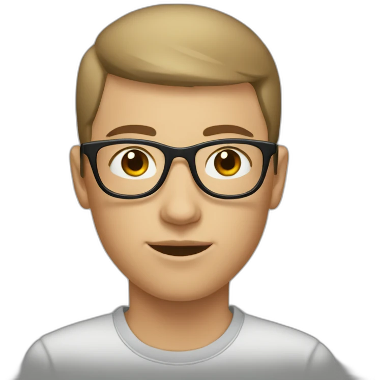 Caucasian Teenager with a brown buzz cut and round glasses emoji