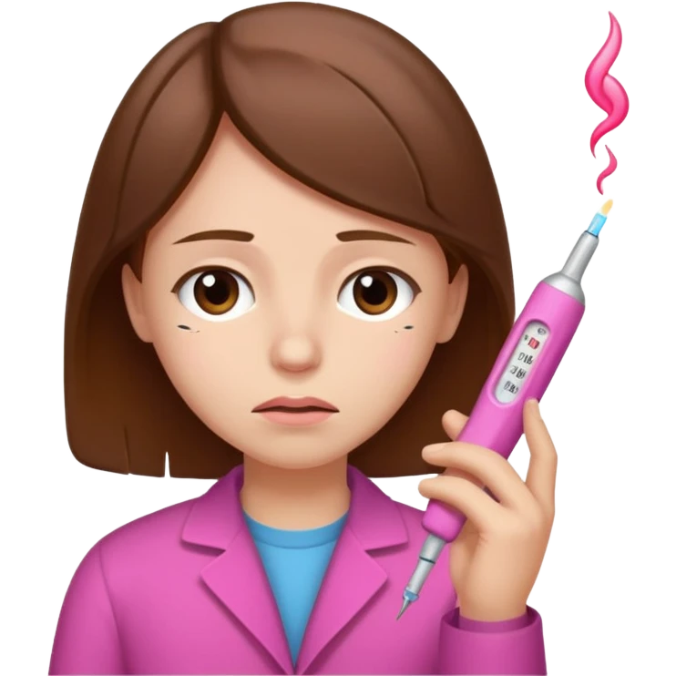 dolor de cabeza, garganta y un termómetro rosita con cabello marrón emoji