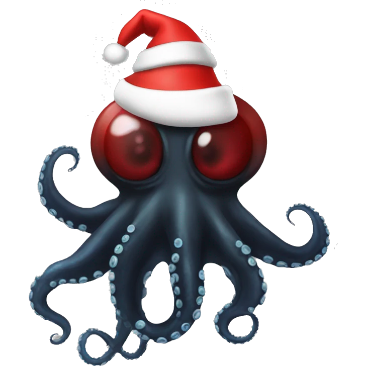 black alien octopus with santa hat emoji