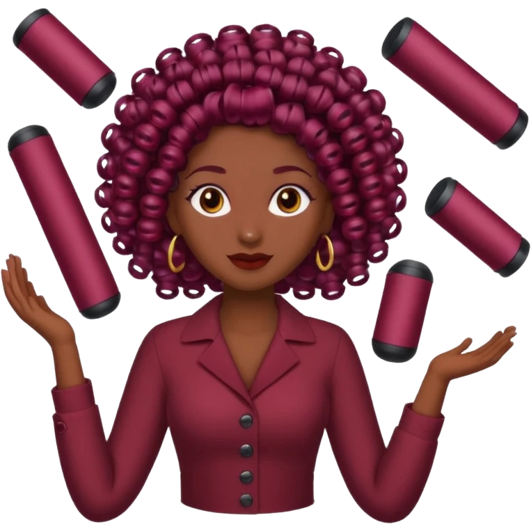 hair with burgundy hair rollers emoji
