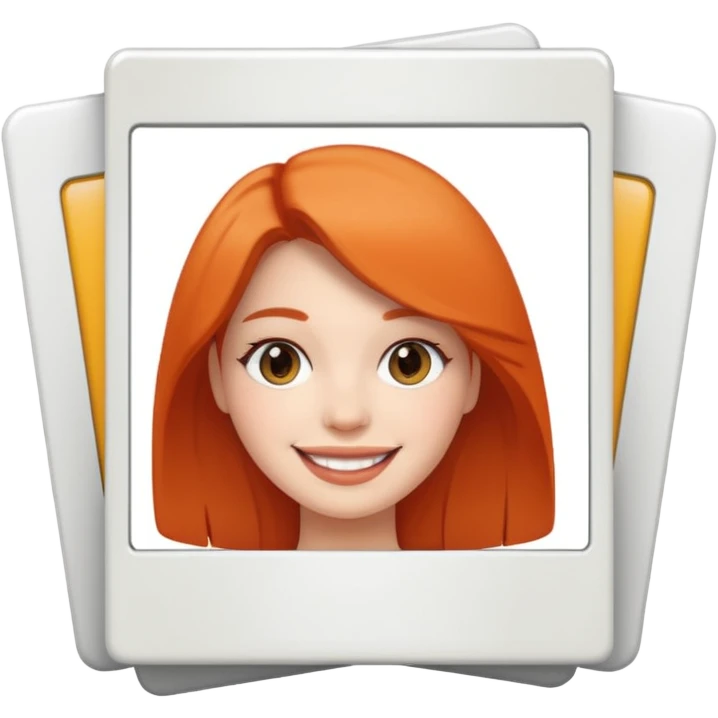 Few White Polaroid frame with female face emoji