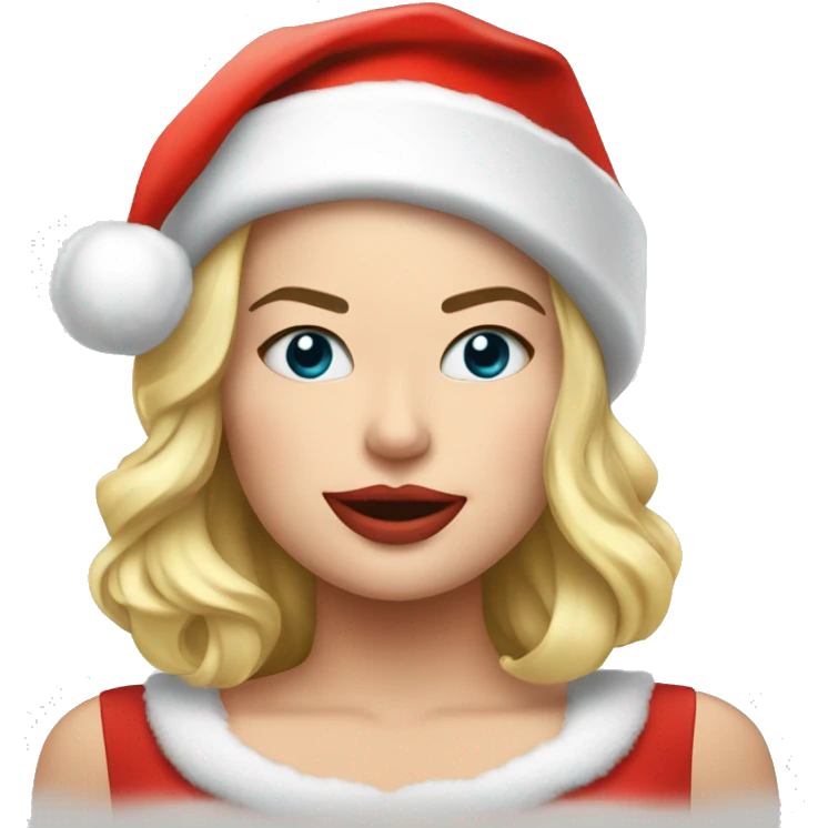Margot Robbie with santa hat emoji