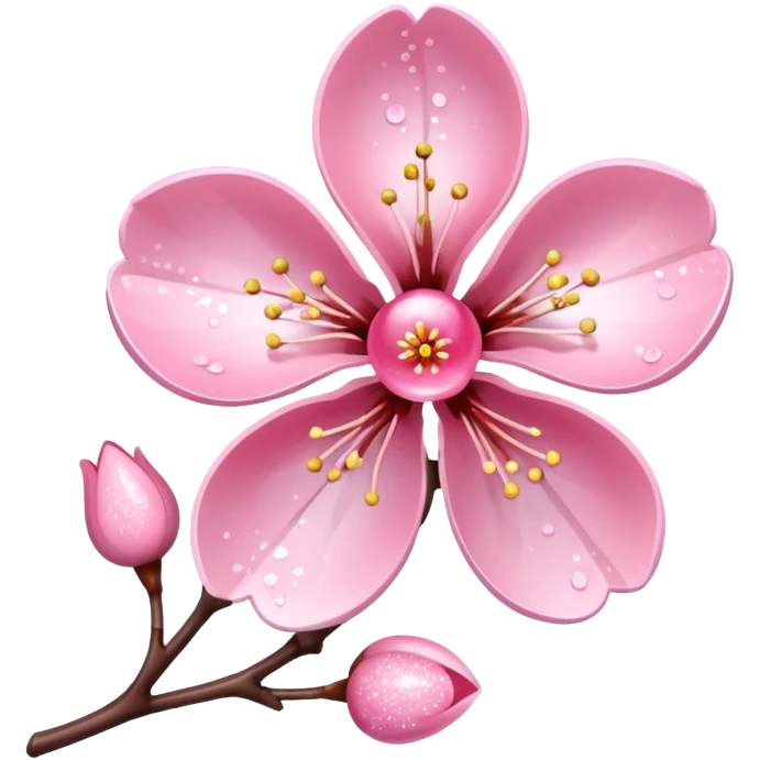 Stylized pink glitter cherry blossom flower (sakura) emoji