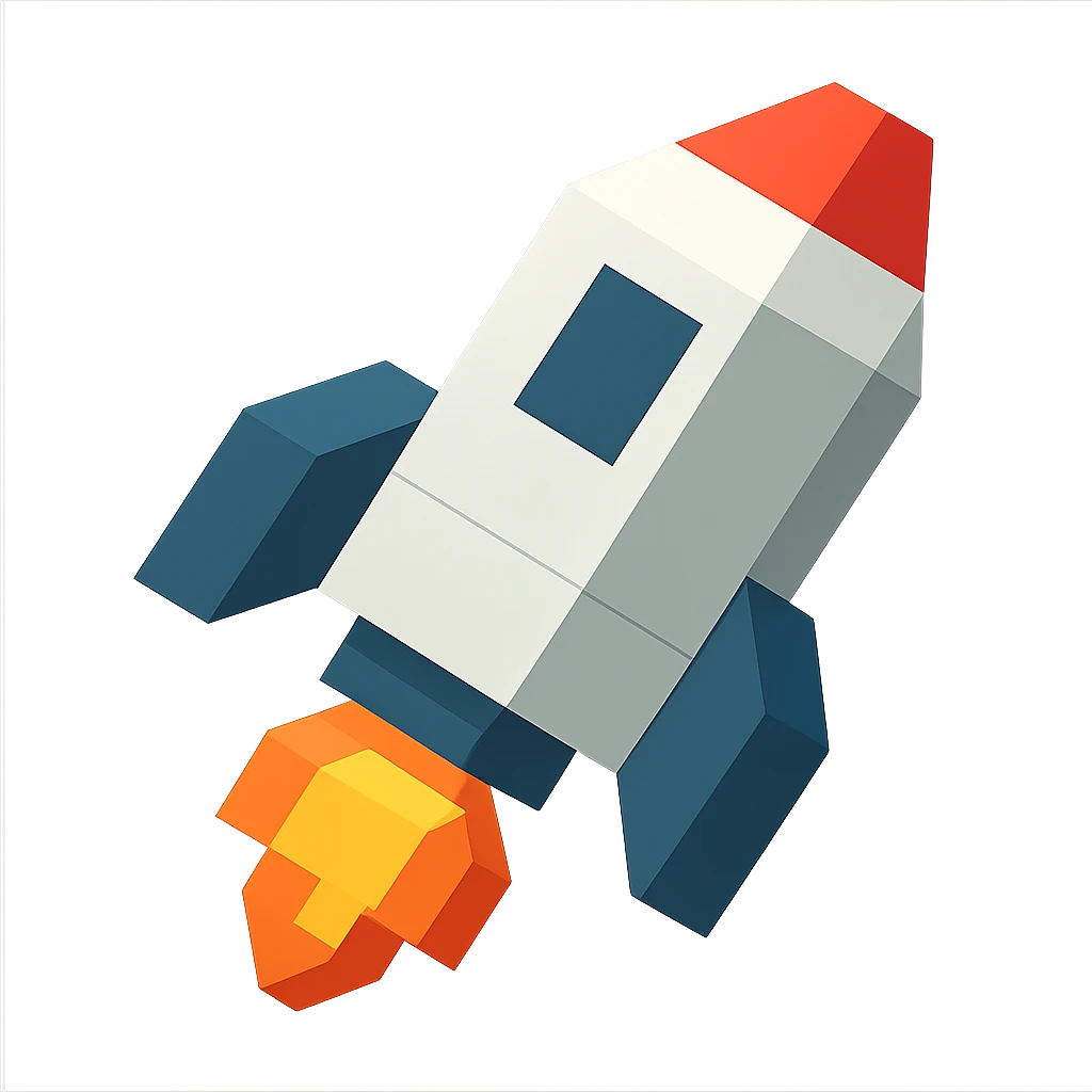 rocket, minimalist geometric style, 3D blocks icon emoji