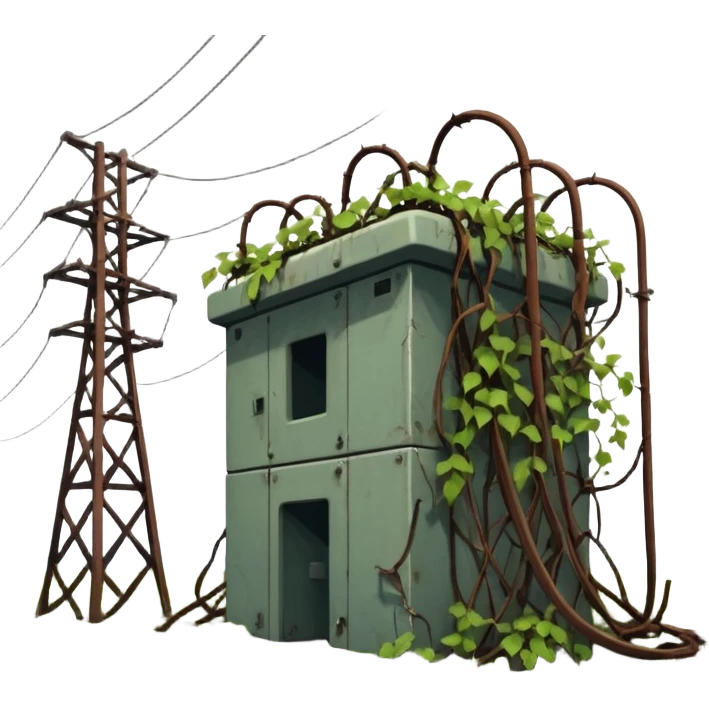 a collapsed substation during the apocalypse emoji