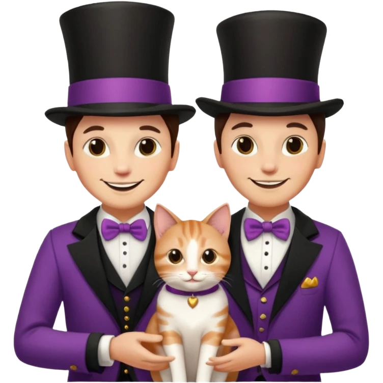 magician couple and their pet cat emoji