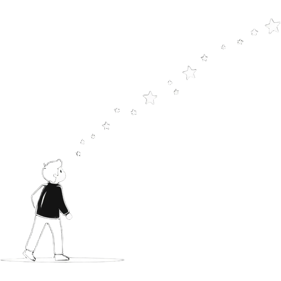 Person fading away into sparkles and stars, magical disappearance effect emoji