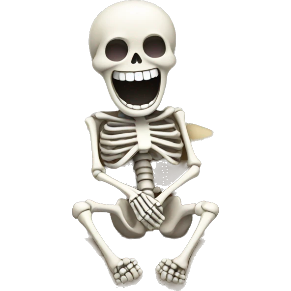 Skeleton laying on a couch laughing emoji