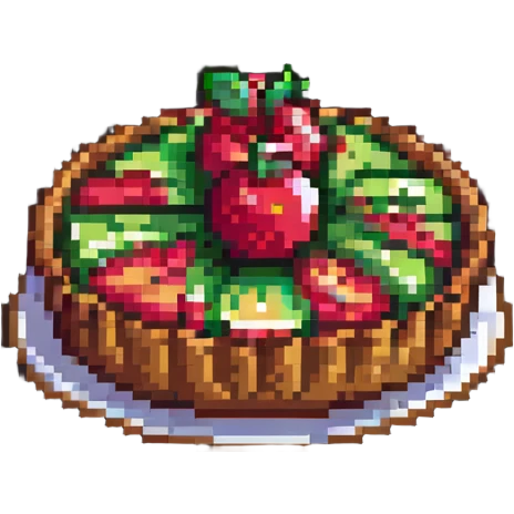 apple tart seen from above, pixel art style emoji