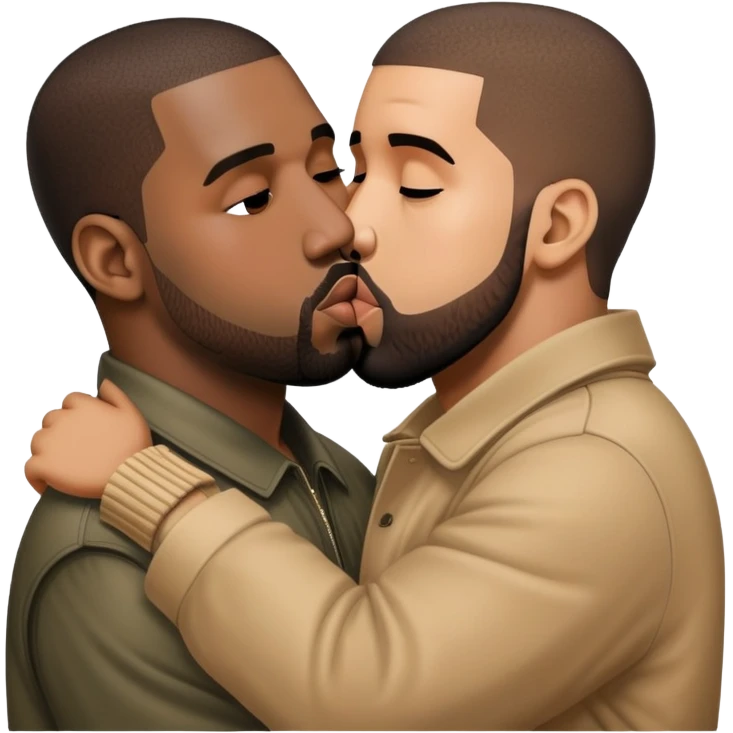 kanye kissing drake emoji