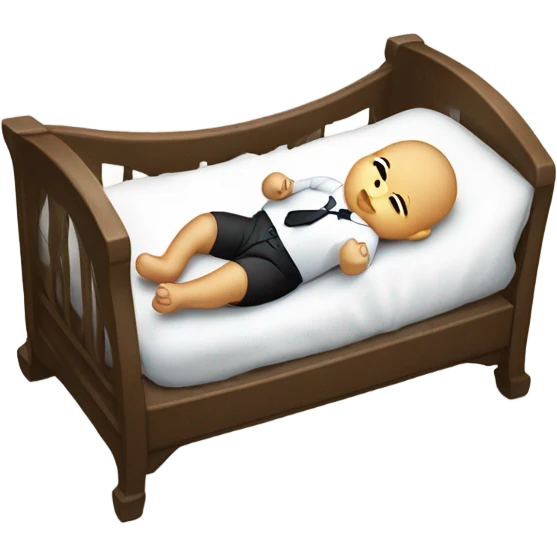 white newborn baby in a business suit lies in a cradle emoji