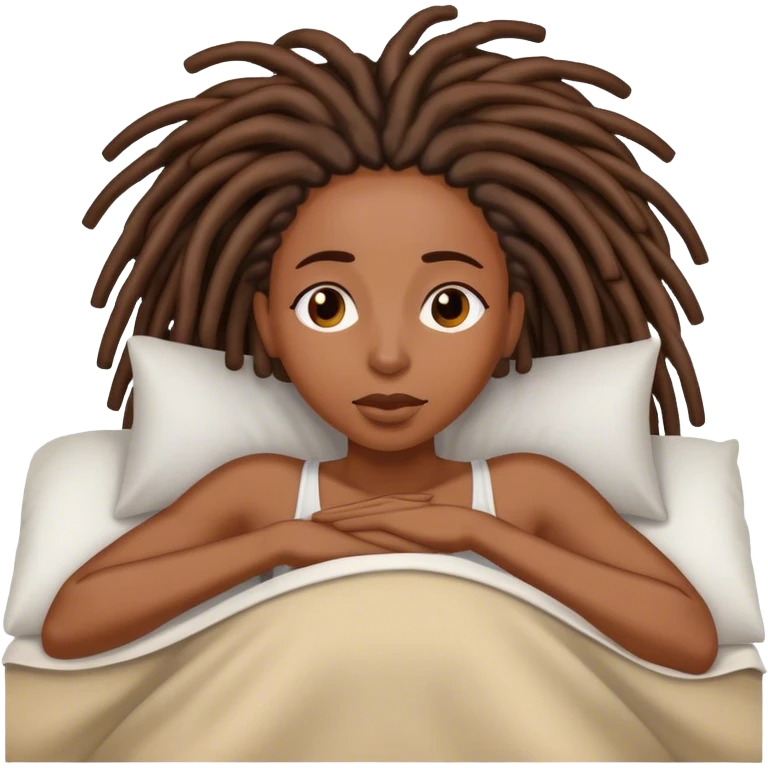 Black woman with locs waking up emoji