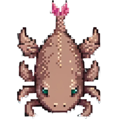 brown Minecraft axolotl, authentic blocky style and proportions, pixel art emoji