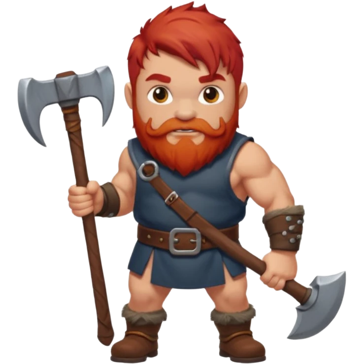 Ein zwerg mit roten Haaren und axt, nur der Oberkörper  emoji