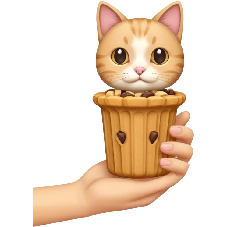 Create this which a hand holding a cat treat emoji