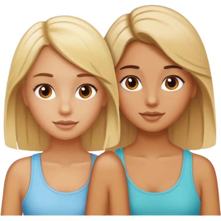 Gebräuntes Mädchen mit blonden Haaren und ihrer gebräunte braunhaarige Bestie  emoji